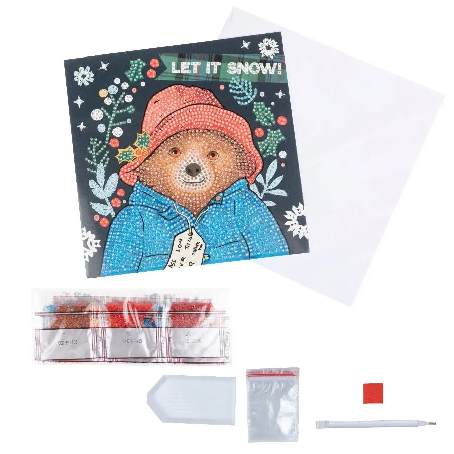 "Let It Snow" Paddington Bear Crystal Art Card 18x18cm