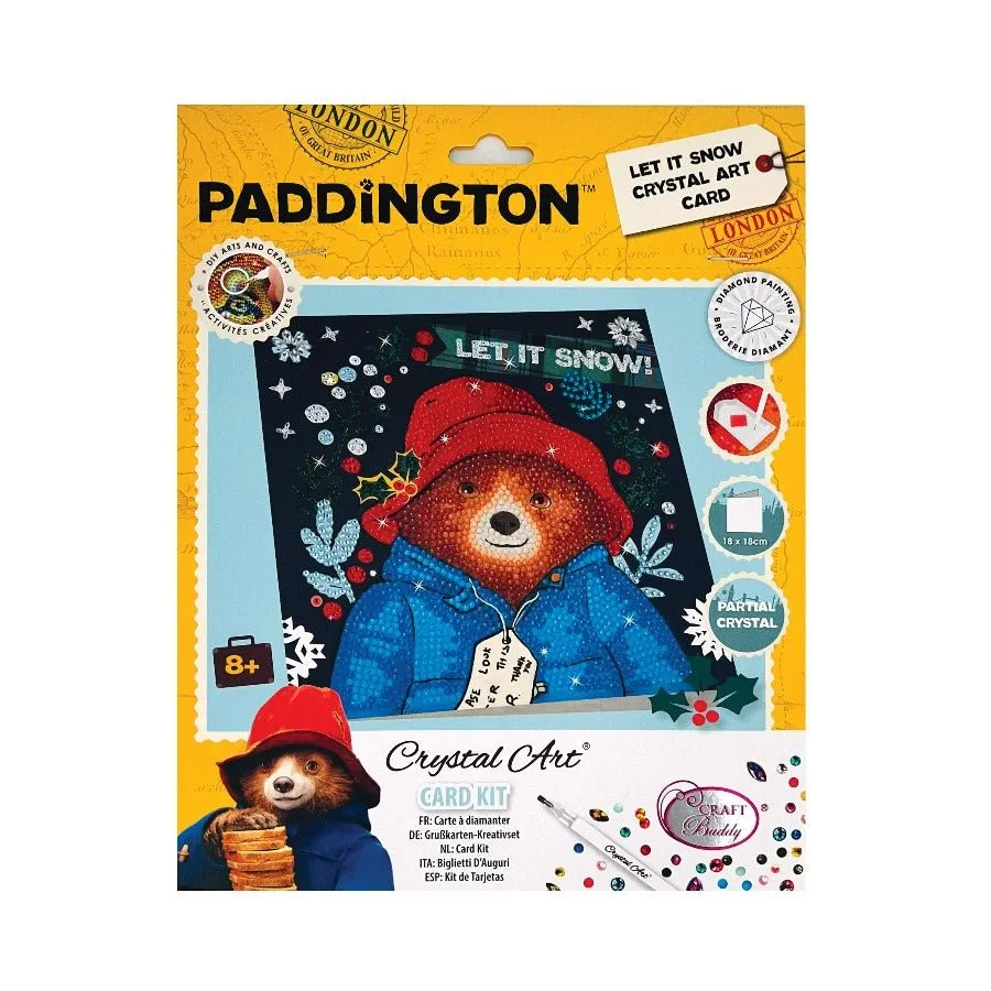 "Let It Snow" Paddington Bear Crystal Art Card 18x18cm