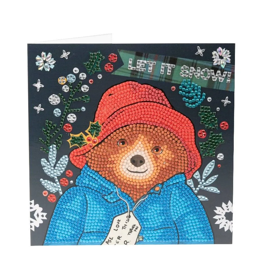 "Let It Snow" Paddington Bear Crystal Art Card 18x18cm