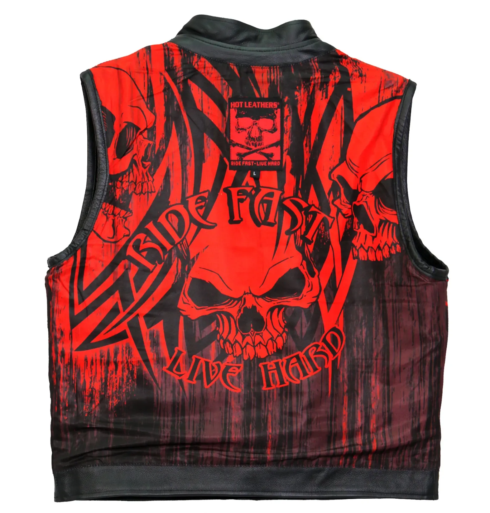 Ride Fast Skull Lined Club Style Leather Waistcoat / Cut by Hot Leathers