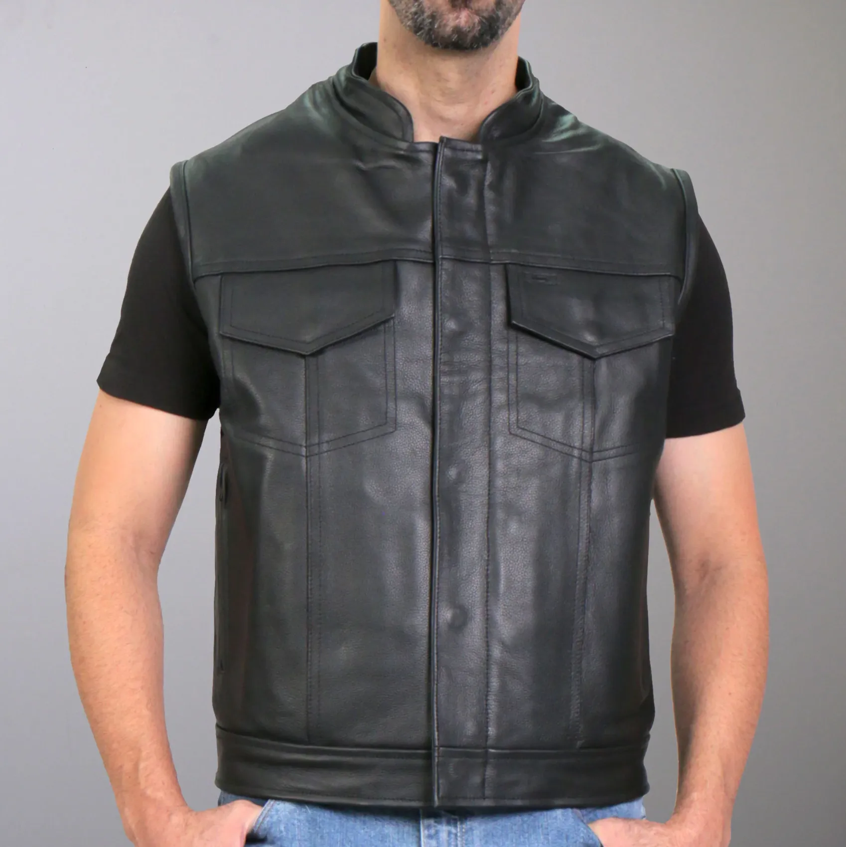 Ride Fast Skull Lined Club Style Leather Waistcoat / Cut by Hot Leathers