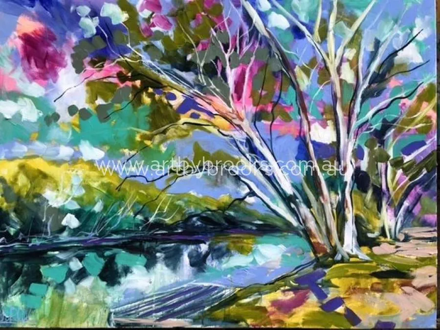 River bank Scribbly Gums - art print