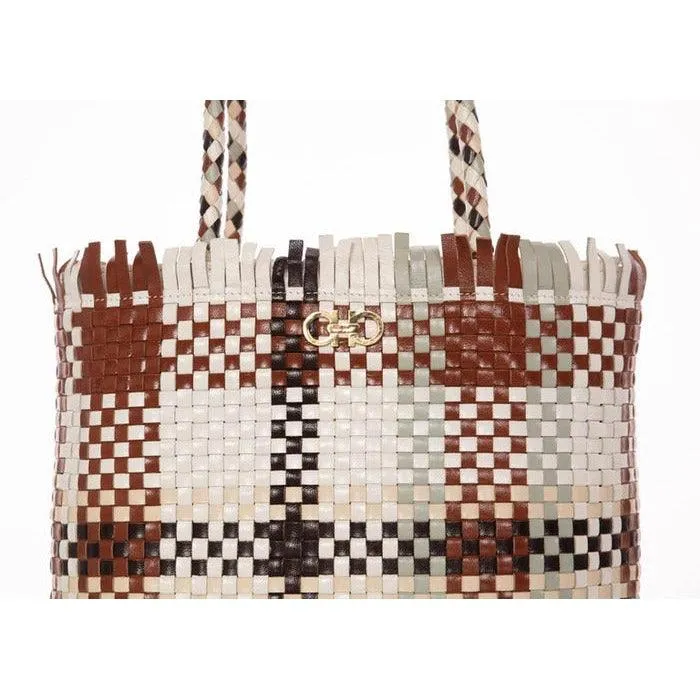 SALVATORE FERRAGAMO Gancini Multicolor Woven Shoulder Bag