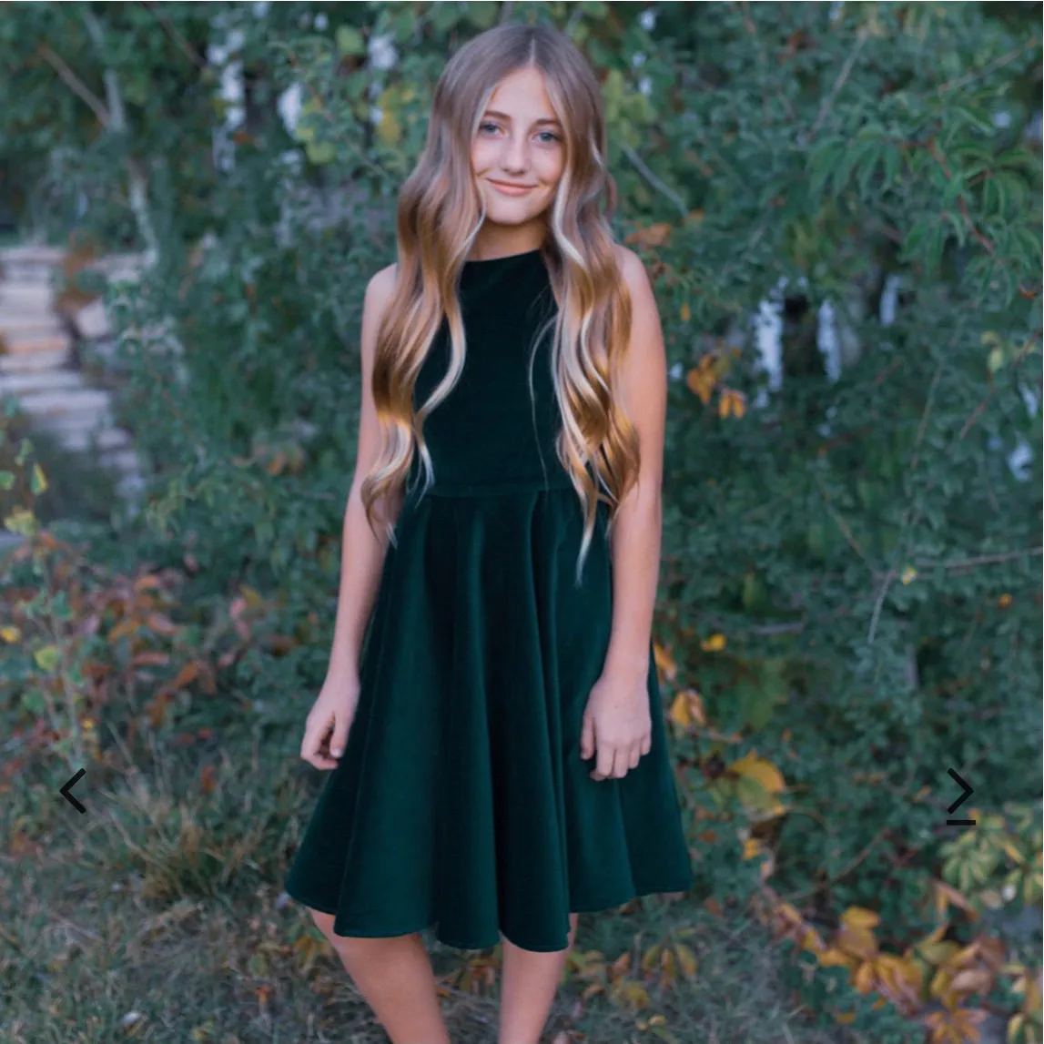 Special Occasion Dress in Green Velvet