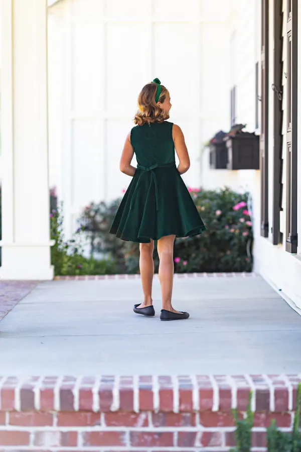 Special Occasion Dress in Green Velvet