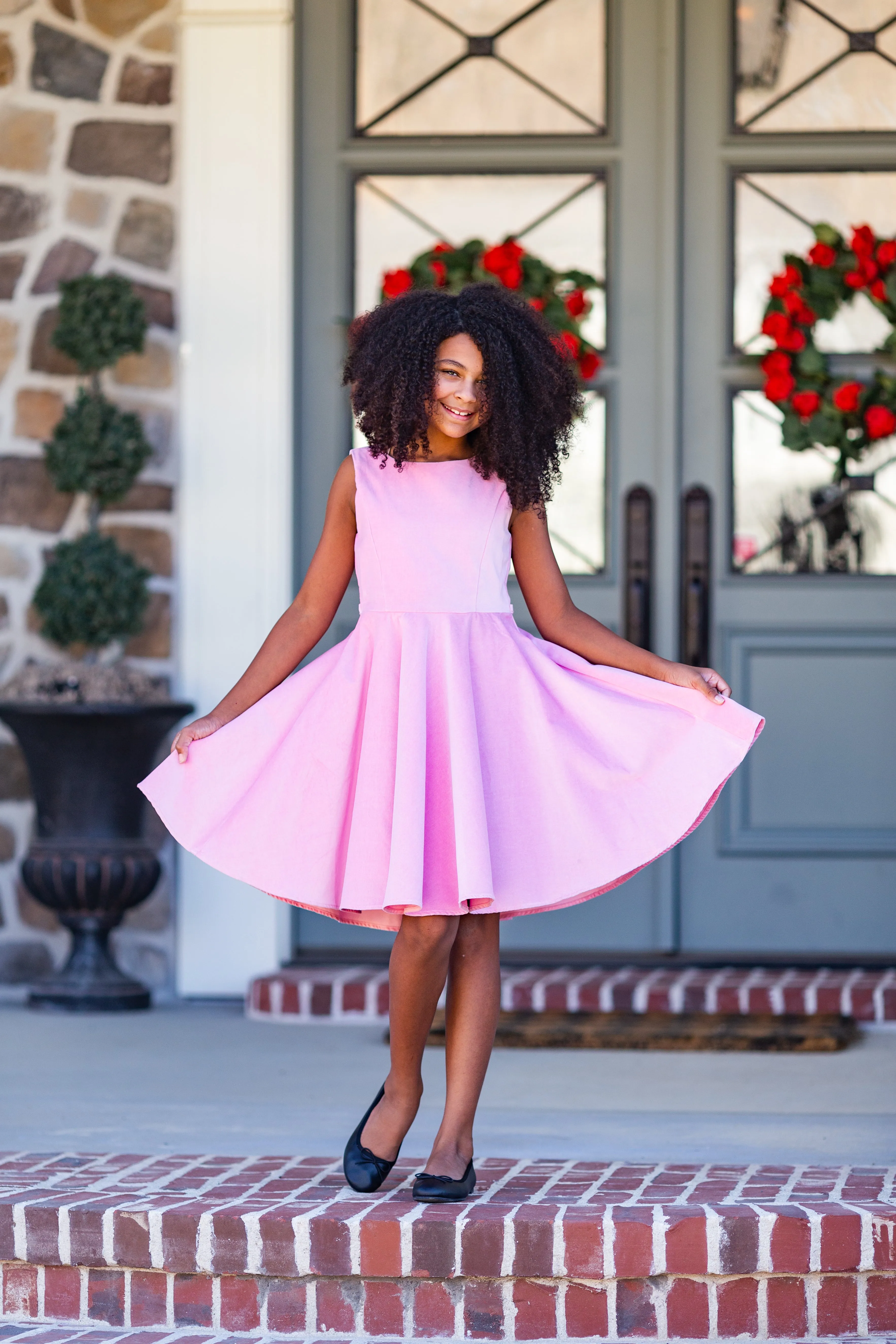 Special Occasion Dress in Light Pink Velvet