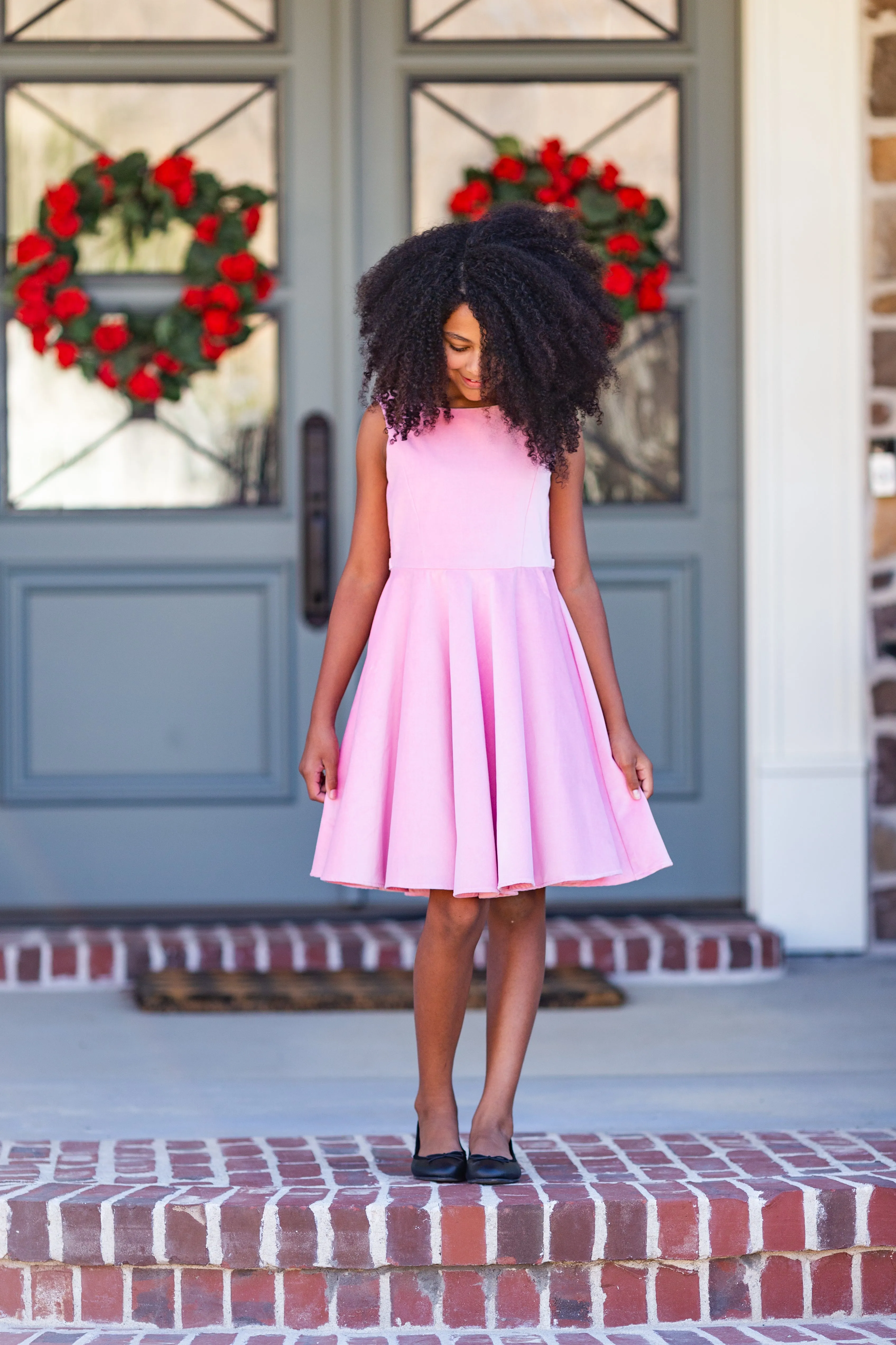 Special Occasion Dress in Light Pink Velvet