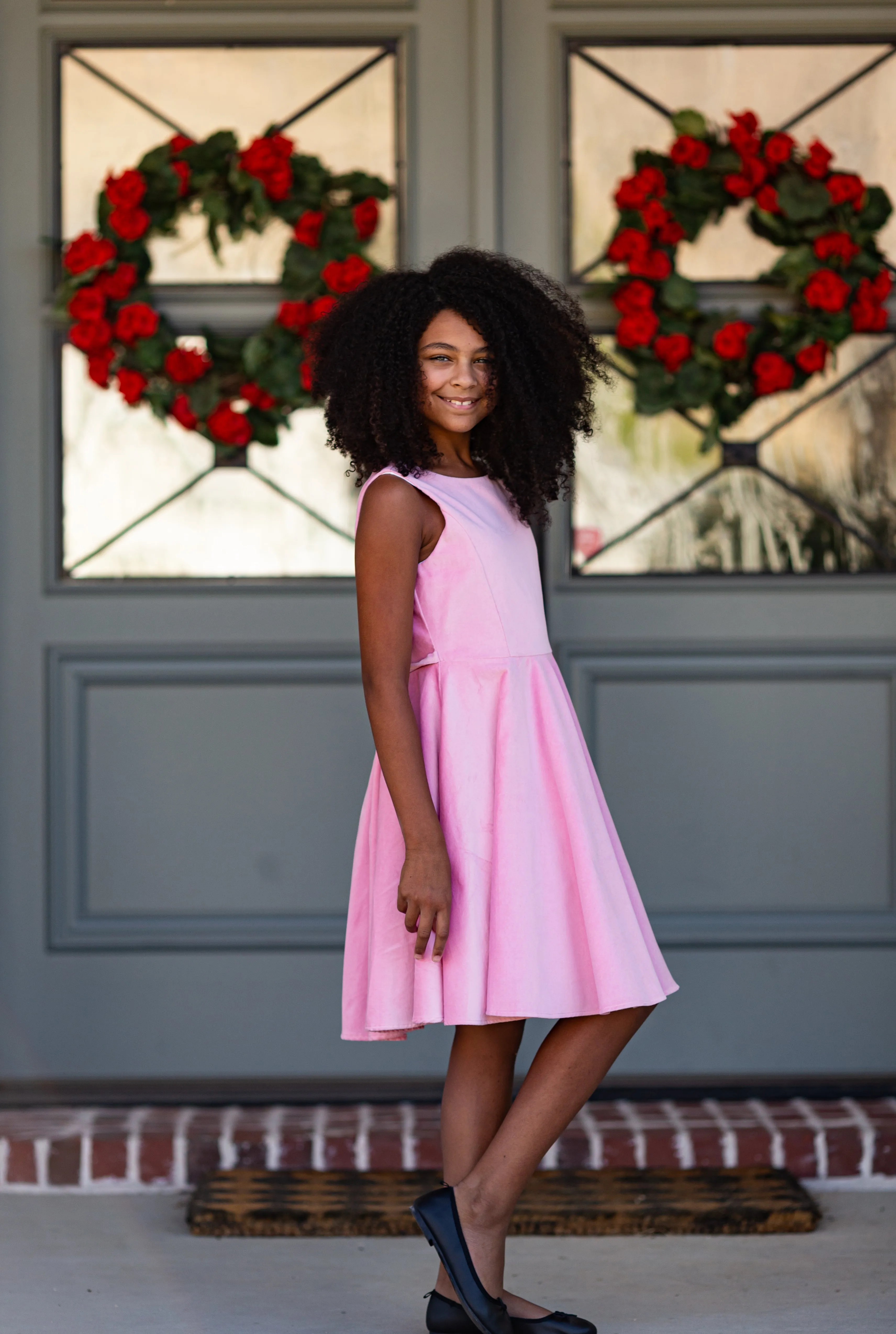 Special Occasion Dress in Light Pink Velvet