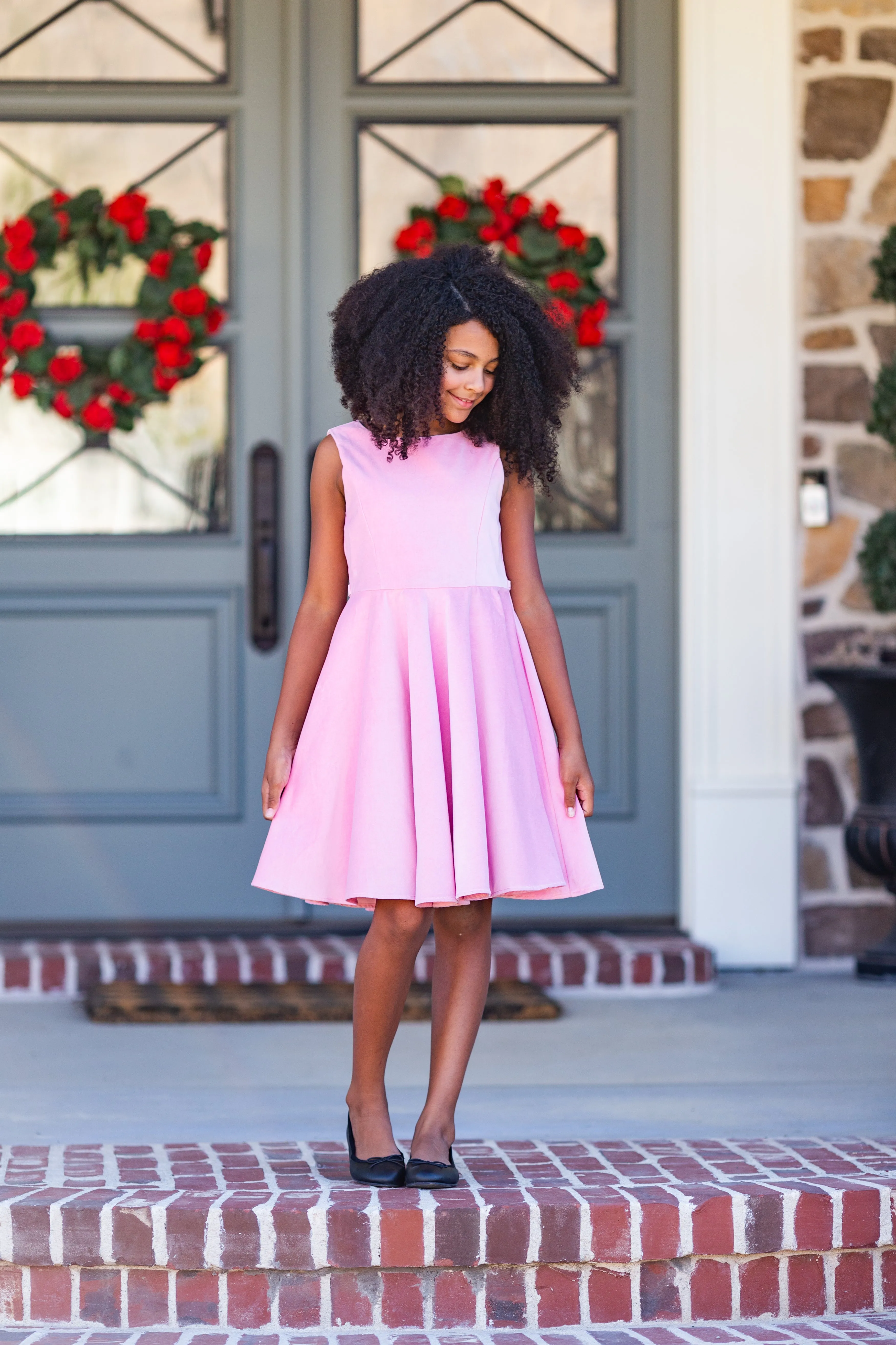 Special Occasion Dress in Light Pink Velvet