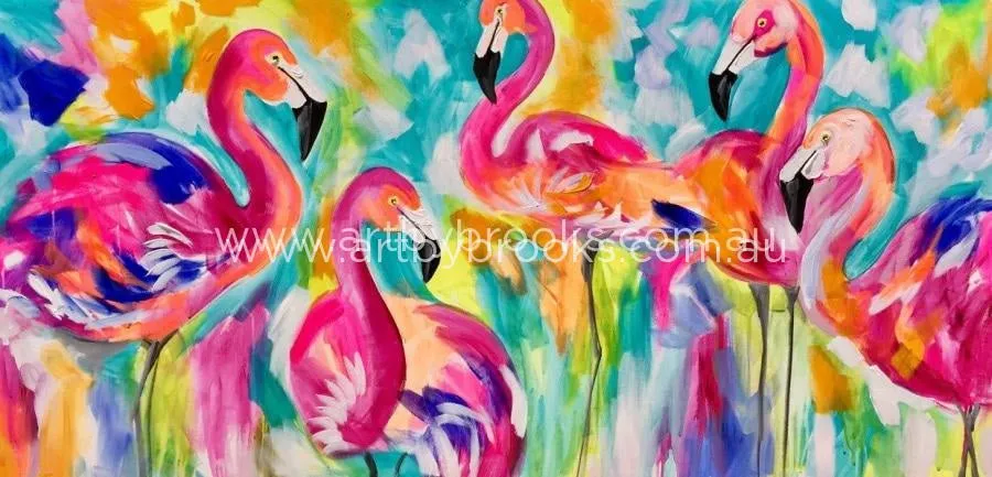 Sunshine flamingos - art print