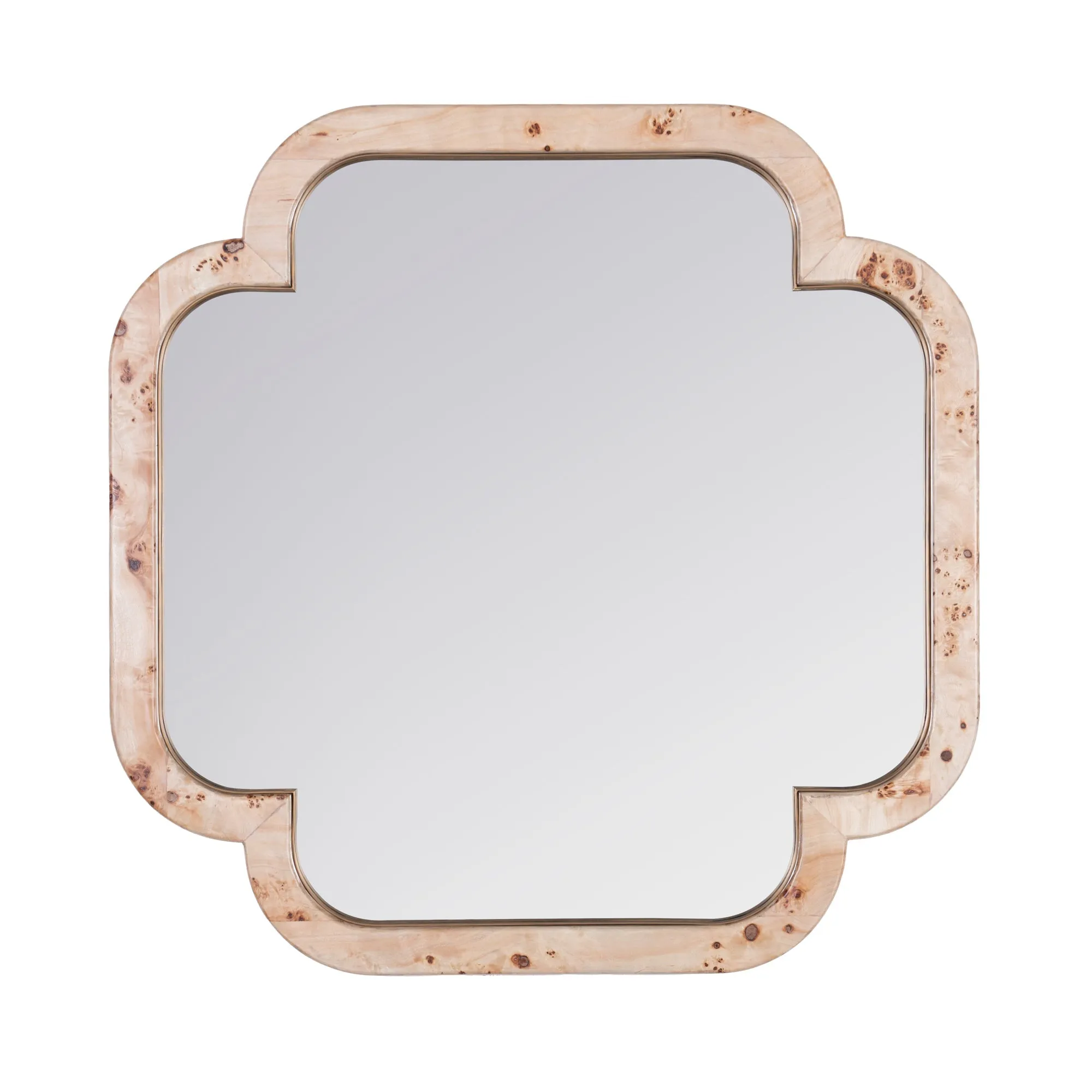 Swiss 455MI36B 36x36 Wall Mirror - Poplar Burl/Weathered Brass