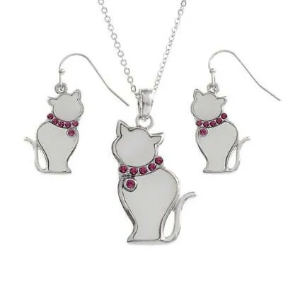 TIDE FASHION JEWELLERY - WHITE SHELL CAT - NECKLACE & EARRINGS