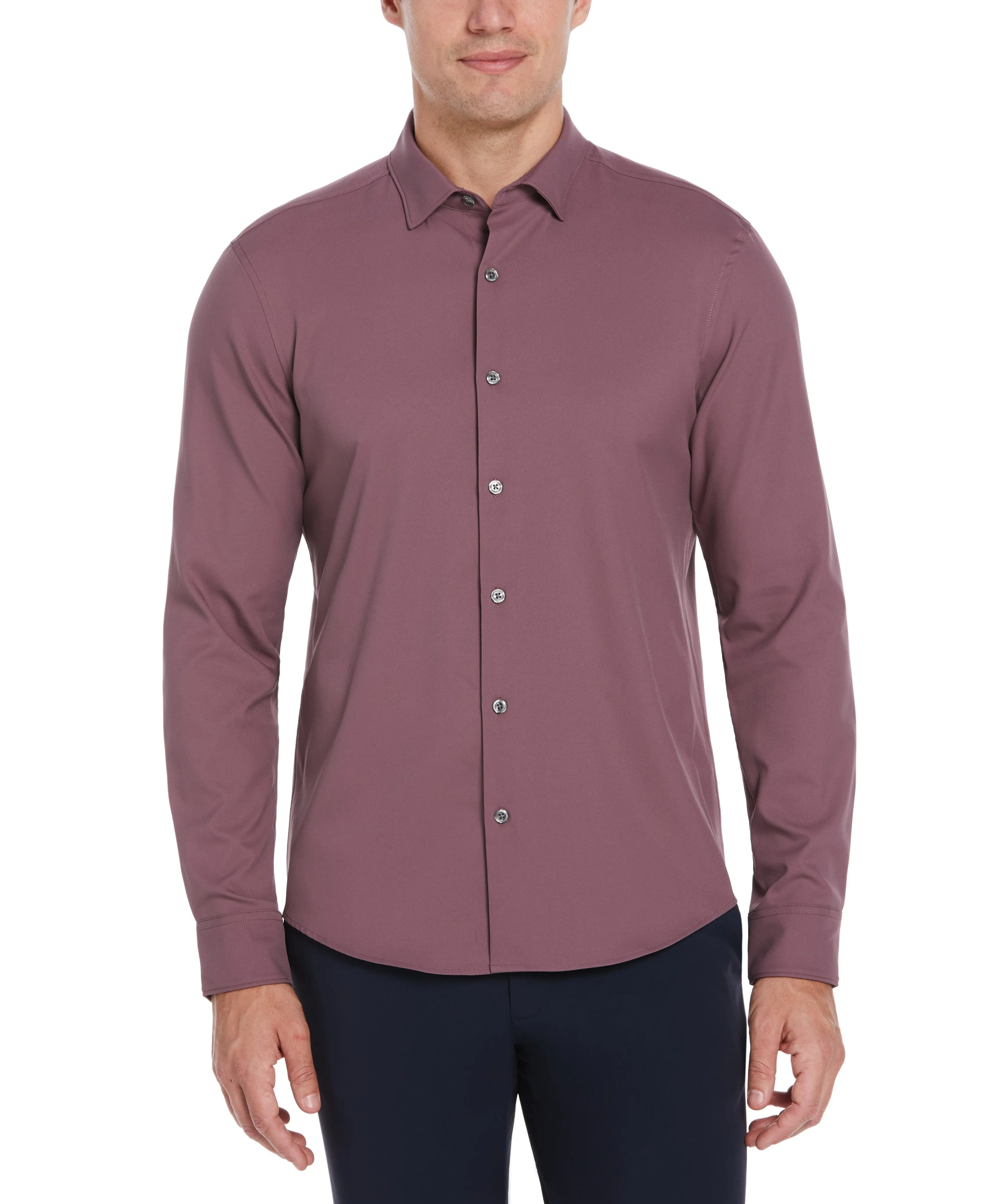 Untucked Total Stretch Slim Fit Solid Shirt - Purple