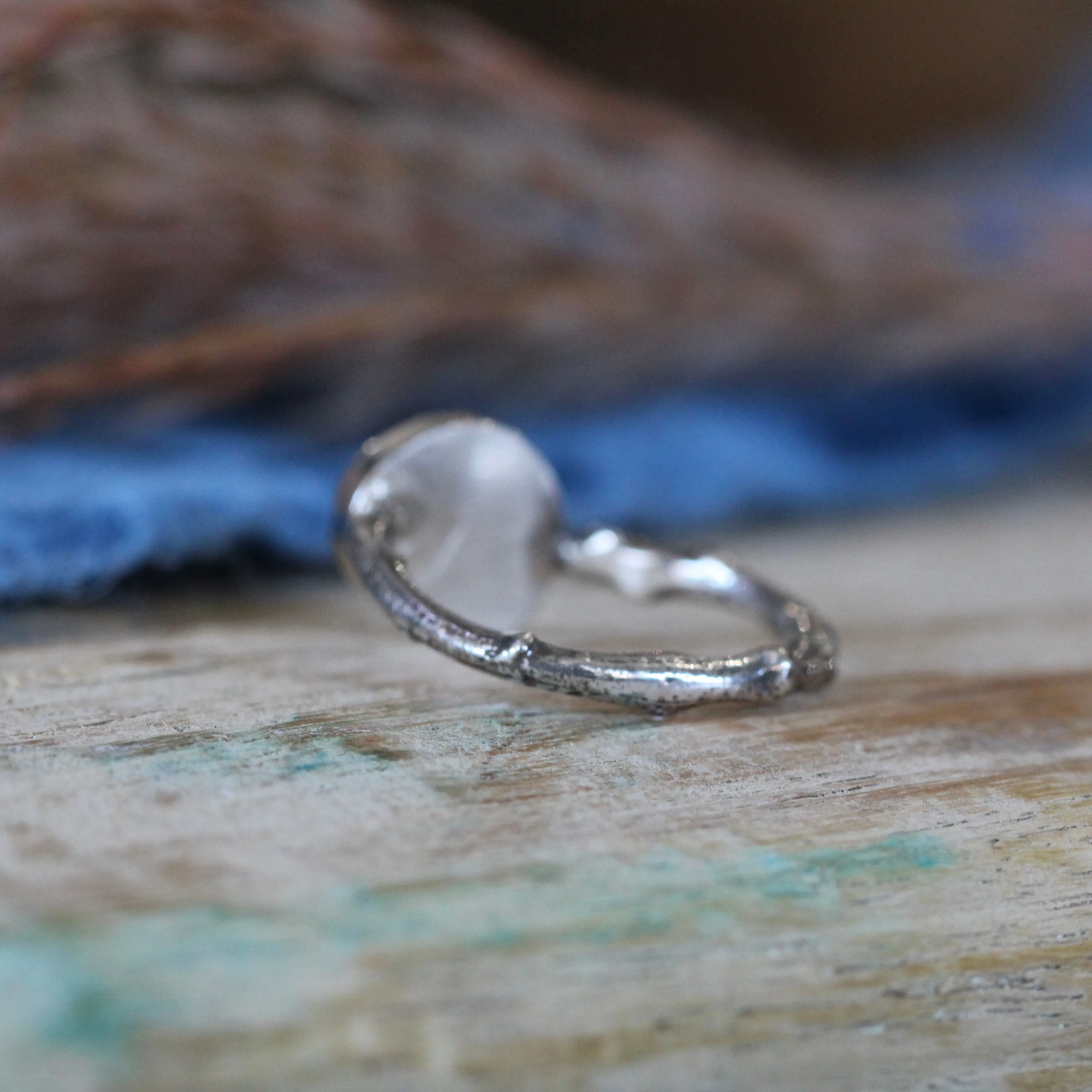 Wanderer Ring Garnet and sterling silver cast branch