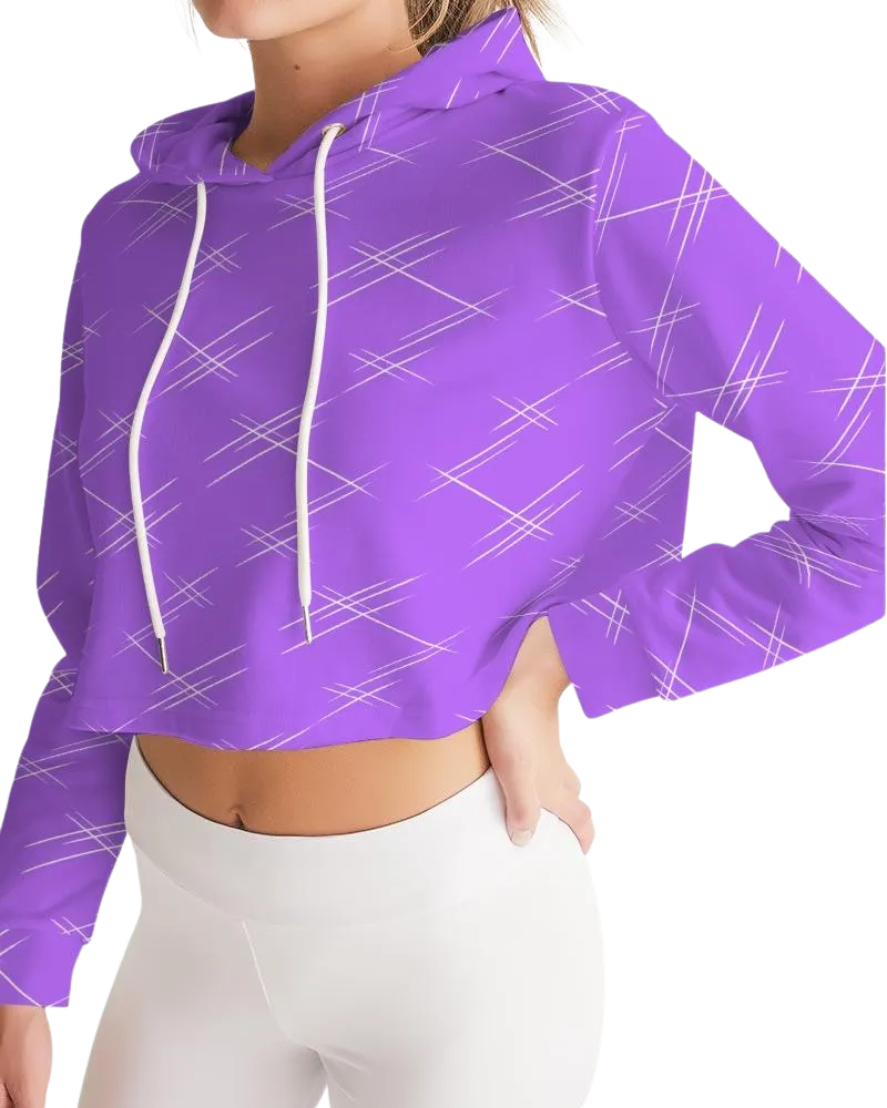 White Scratches Women's Cropped Hoodie (FREE SHIPPING)