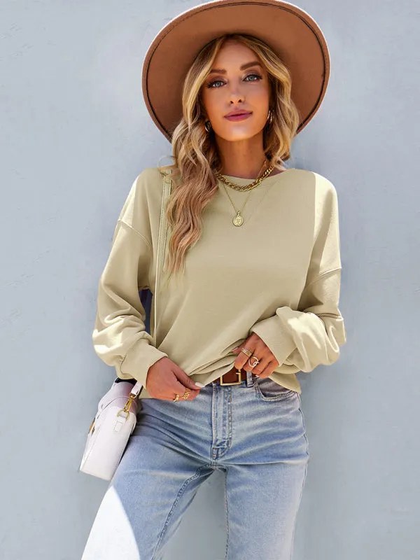 Women’s Crewneck Dropped Shoulder Sleeve Sweatshirt