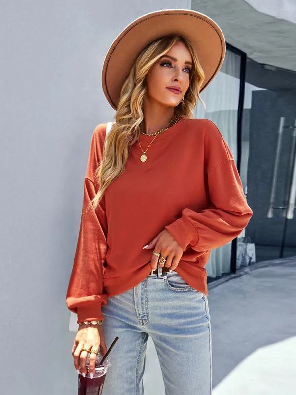 Women’s Crewneck Dropped Shoulder Sleeve Sweatshirt