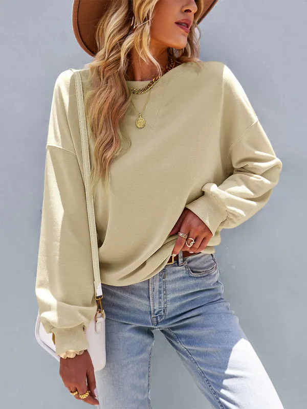 Women’s Crewneck Dropped Shoulder Sleeve Sweatshirt