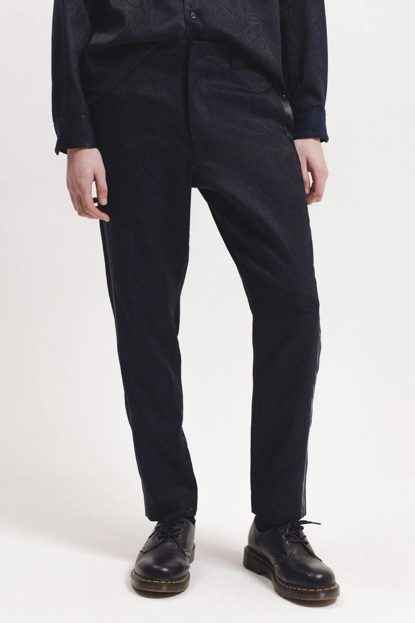 Wool Paisley Trouser - Navy